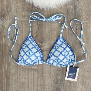 💙🩵Roller Rabbit x Target Geo Trellis/Floral Vines Reversible Triangle Bikini
Top